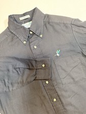 Vintage 70s Button Down M Career Club Duck Collection Embroidered Made In USA