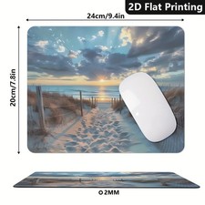 Mouse Pad Featuring a Beach Sunset Design, Available in Multiple Sizes, Ideal f