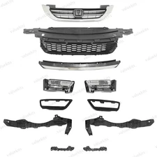 11PCS For Accord 2013 2014 2015 Bumper Upper Lower Grille Mesh Fog Light Kit