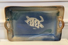 Vintage David Ross Signed Studio Pottery Tray Platter Turtle Motif Handcrafted