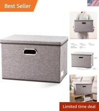 Large Foldable Storage Bin with Lid - Durable Linen Organizer for Any Room