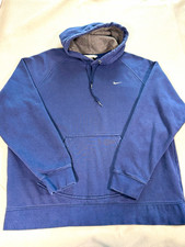 Vintage Y2K Nike Mini Swoosh Hoodie - Faded Navy Blue - Size XL
