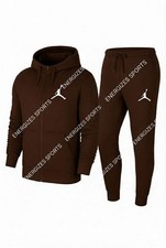 Men's Jordan Brown Tracksuit Set - Zip Hoodie Joggers Athletic Streetwear