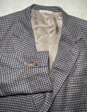 Stafford Men Houndstooth Wool Blazer Jacket Wool Size 48R USA Office Casual READ