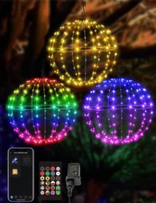 3 Pack 12" Smart Sphere Hanging Christmas Ball Lights Outdoor, DIY and Preset...