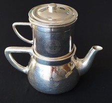 CAFETIERE ET FILTRE METAL ARGENTE "WISKEMANN" COMPAGNIE GENERALE TRANSATLANTIQUE