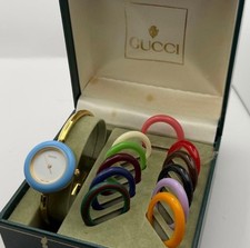 GUCCI Change Bezel White Dial 12 colors Women's Watch Gold DEAD BATTERY