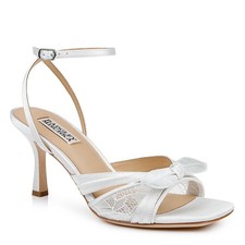 Badgley Mischka Women 8 White Satin Joselyn Stiletto Heel Sandals Bridal LB10-17