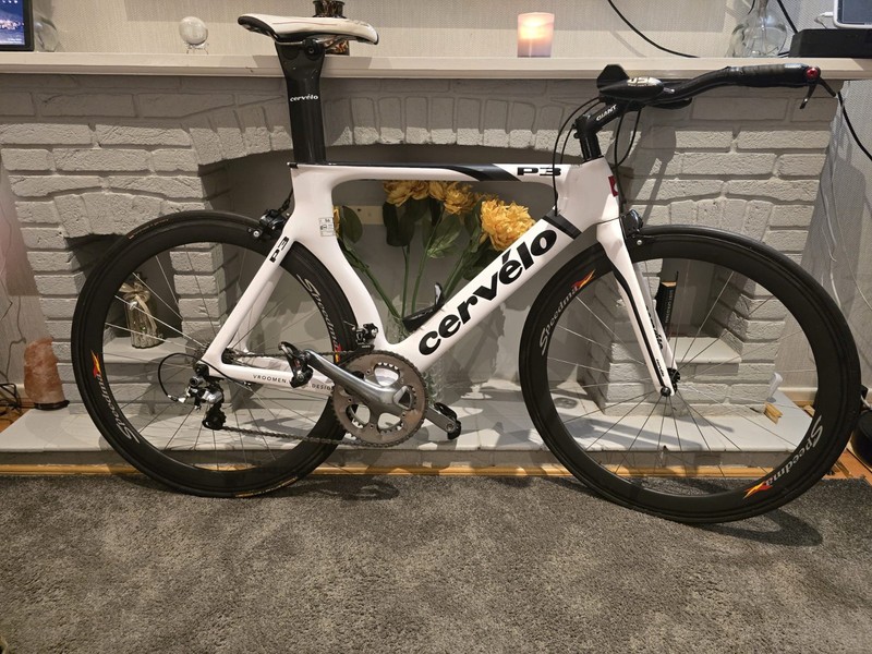 Cervelo P3 TT Bike, 56cm, USE Tula bars, Wheels, Dura Ace, microshift, TriRig