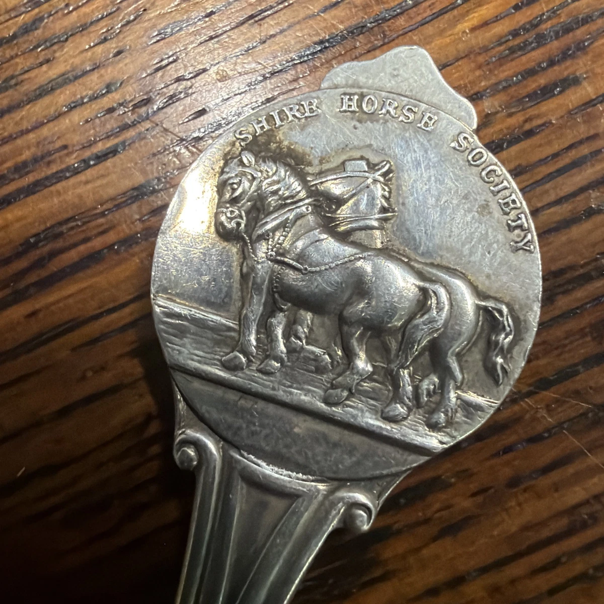 Sterling Silver Shire Horses Society Spoon, Sheffield 1958, 17.3g 120mm