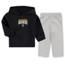 Toddler Navy/Heathered Gray Milwaukee Brewers Fan Flare Fleece Hoodie and Pants