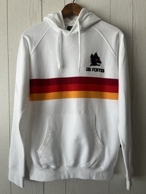 AS ROMA Striped White Hoodie Size Small Official Logo Throwback NWOT Copa Italy