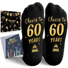 60th Birthday Socks with Greeting Card Funny Gift Idea for 60 Year Olds