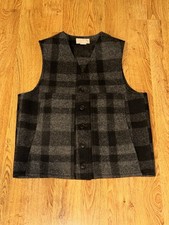 Vintage CC Filson Vest Men's 40 Grey Mackinaw Virgin Wool Plaid Made In USA READ