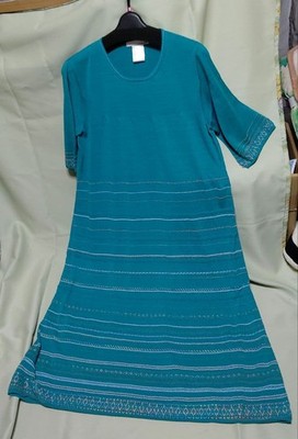 Sato Seni Iiness Long Length Half Sleeve Dress Made in Japan Green Cotton New