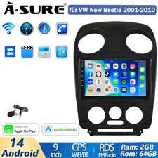 64 GB Android 14 autoradio Carplay FM BT MIC GPS navigatore per VW New Beetle 2001-2010