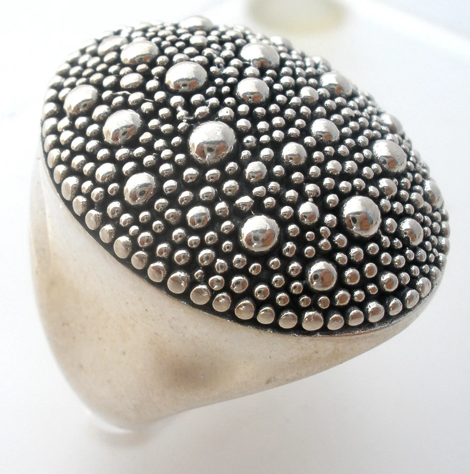 Anillo Michael Dawkins Noche Estrellada Grande Cúpula Plata Esterlina Talla 6 Declaración Foto 2 de 4