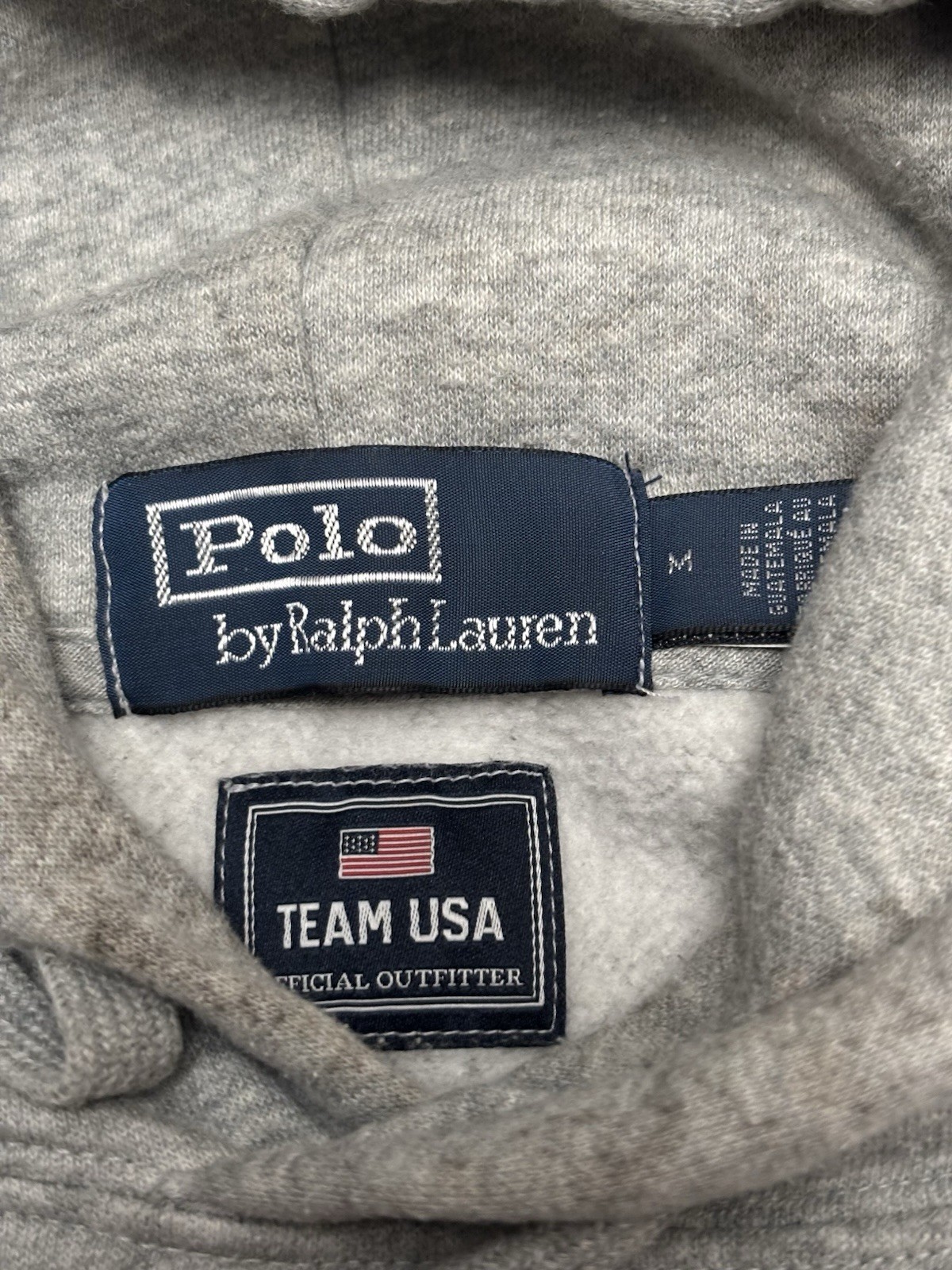 POLO RALPH LAUREN Men’s Fleece Hoodie Olympics Team USA Bear Grey Size Medium thumbnail 6
