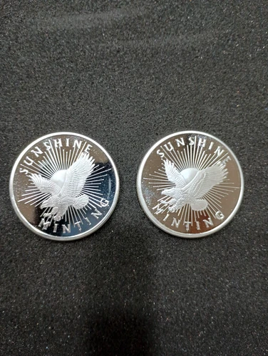 2-Sunshine Silver Eagle Rounds .999 Fine Silver (1 Troy oz. Each)