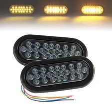 6" Oval Smoked Lens Amber LED Trailer Tail Lights 2 Pack   24 LED Strobe