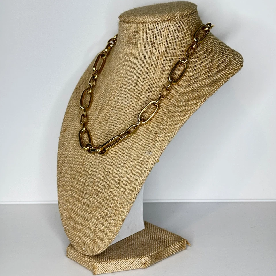 Collar de eslabones PaperClip cadena pesada tono dorado Foto 2 de 4