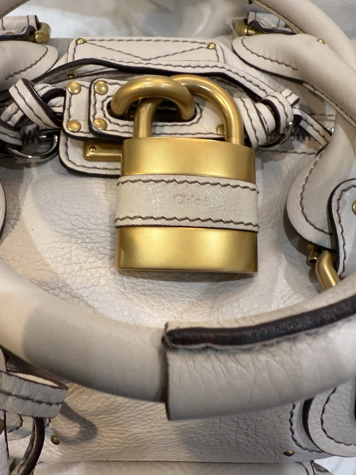 Authentic Chloe Paddington Beige Handbag Shoulder Bag Gold hardware Padlock Key - Image 4 of 4