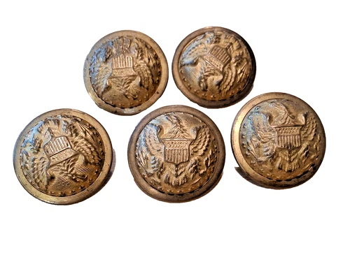Five Civil War Coat Buttons US Military Scovill MFG Co Waterbury Brass