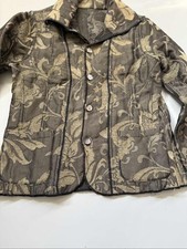 Black Gold Floral Brocade Blazer Metallic Damask Evening Party