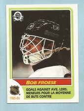 1986-87 OPC Hockey Bob Froese Goals Against Ldrs #263 Philadelphia Flyers NM/MT