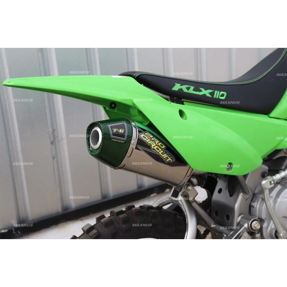 EXHAUST FULL SYSTEM STAINLESS PIPE GREEN CARBON FOR KAWASAKI KLX110R L - KLX110 Foto 2 de 4