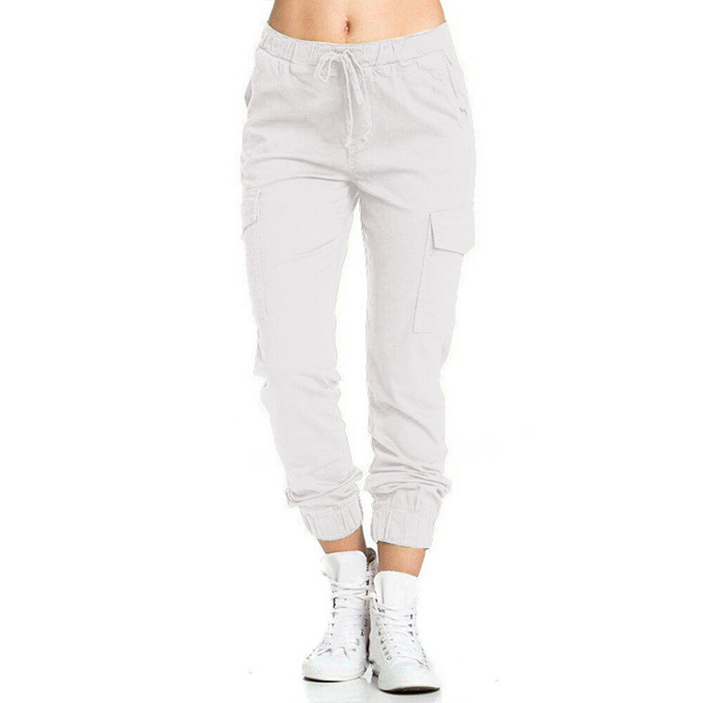 Size 618 Womens Combat Cargo Pants Ladies Elastic Waist Trousers