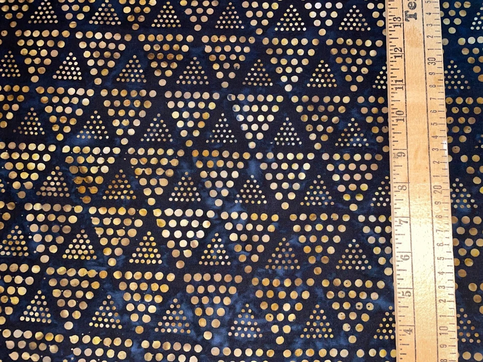 By 1/2 Yd Artisan Batiks Cotton Quilt Store Fabric Concerto Triangles Black Tan - Image 3 of 4