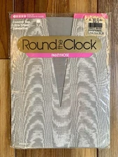 Vtg Round the Clock Pantyhose Control Top Ultra-Sheer Sea Silver Style 147 Sz B