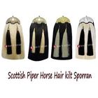 Leather Kilt Sporran with Long Horse Hair Scottish Piper thistle Cantle Chrome