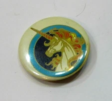 Vintage 1980's Unicorn Head 1.75" dia Old Multicolor Pin Button FREE S/H