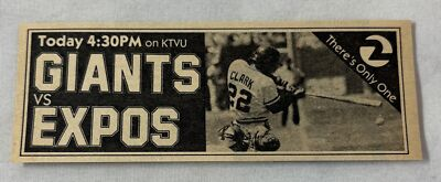 #ad August 27 1980 KTVU tv ad GIANTS vs EXPOS $5.39