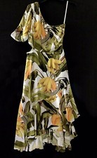 NWT Farm Rio Anthropologie Banana Craze One Shoulder Midi Dress Sz M Reg $245