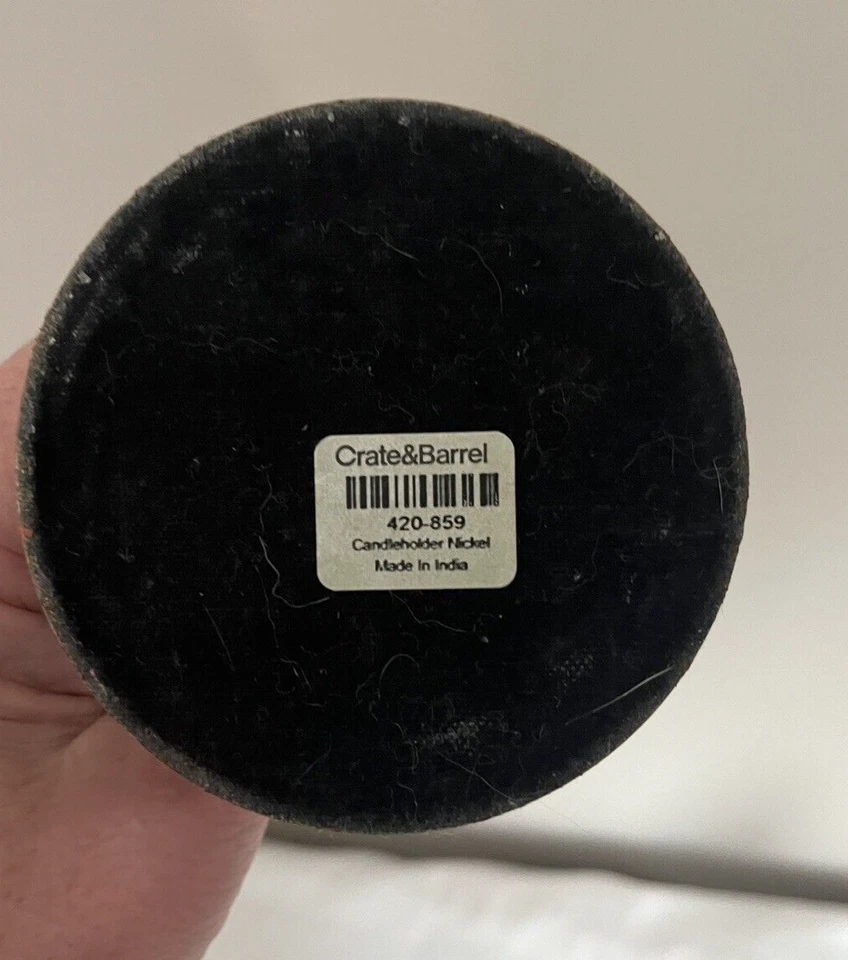 Crate & Barrel Nickel Finish 6" Silver Candleholders (Pair of 2) Model 420-859 - Image 4 of 4