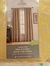 New JCP Home Rod Pocket Back Tab Panel Hamilton Golden Cocoon  50" x 84" 