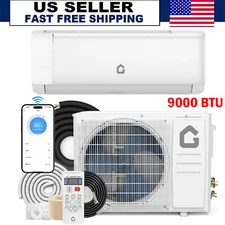 9000 BTU Ductless Air Conditioner Mini Split ,230V AC Heat Pump WIFI w/Kit White