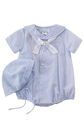 Petit Ami Boys Blue Romper and Hat Anchors Embroidered NWT NB, 3m, 6m, 9m