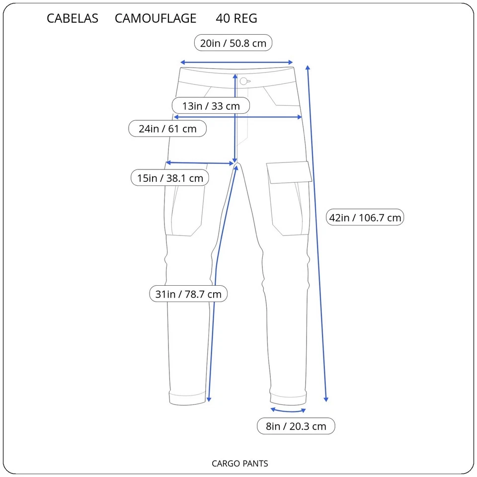 Juego de dos piezas de camuflaje Cabela's para hombre camisa grande pantalones cargo 40x31 Foto 3 de 4