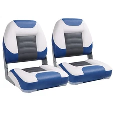 NORTHCAPTAIN White/Pacific Blue/Charcoal Low Back Folding Boat Seat, 2 Seats