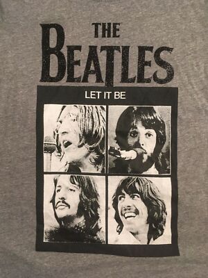 THE BEATLES  Let it Be  Grey Gray T-shirt, Black Glitter Sparkle, Junior XXL (19
