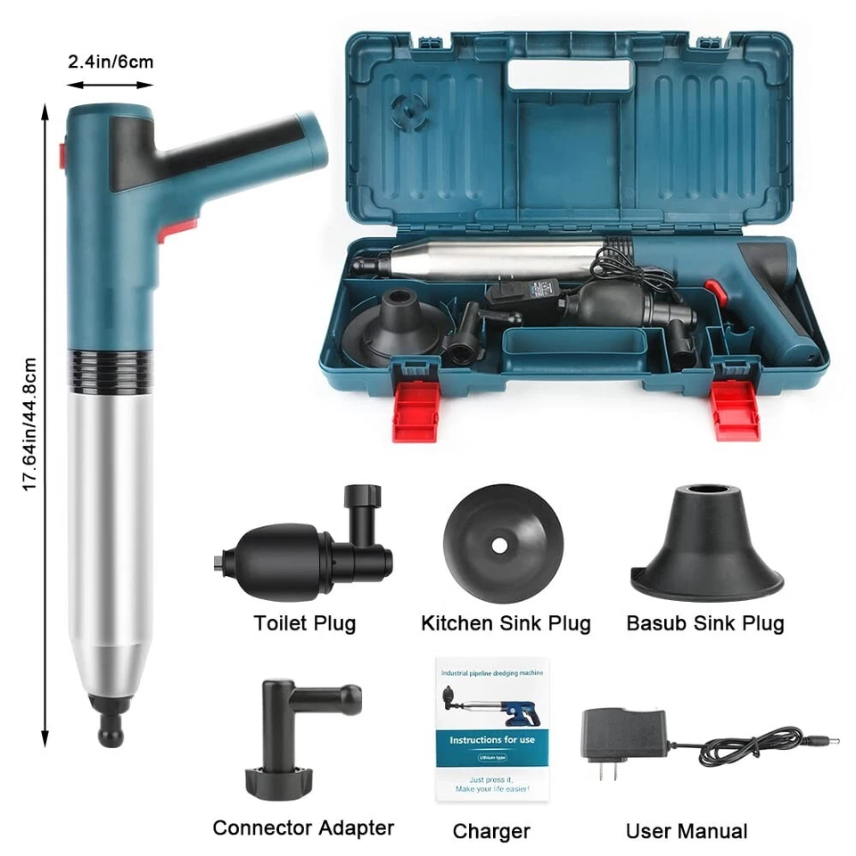 Tormida Electric Toilet Plunger Swift High Pressure Drain Unclogger Plungers - Image 3 of 4