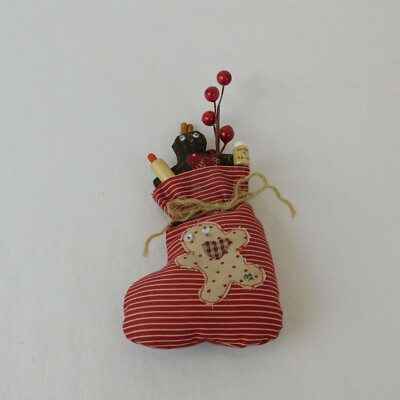 Handmade Cloth Christmas Stocking Ornament Gingerbread Sugar Spice Rolling Pin