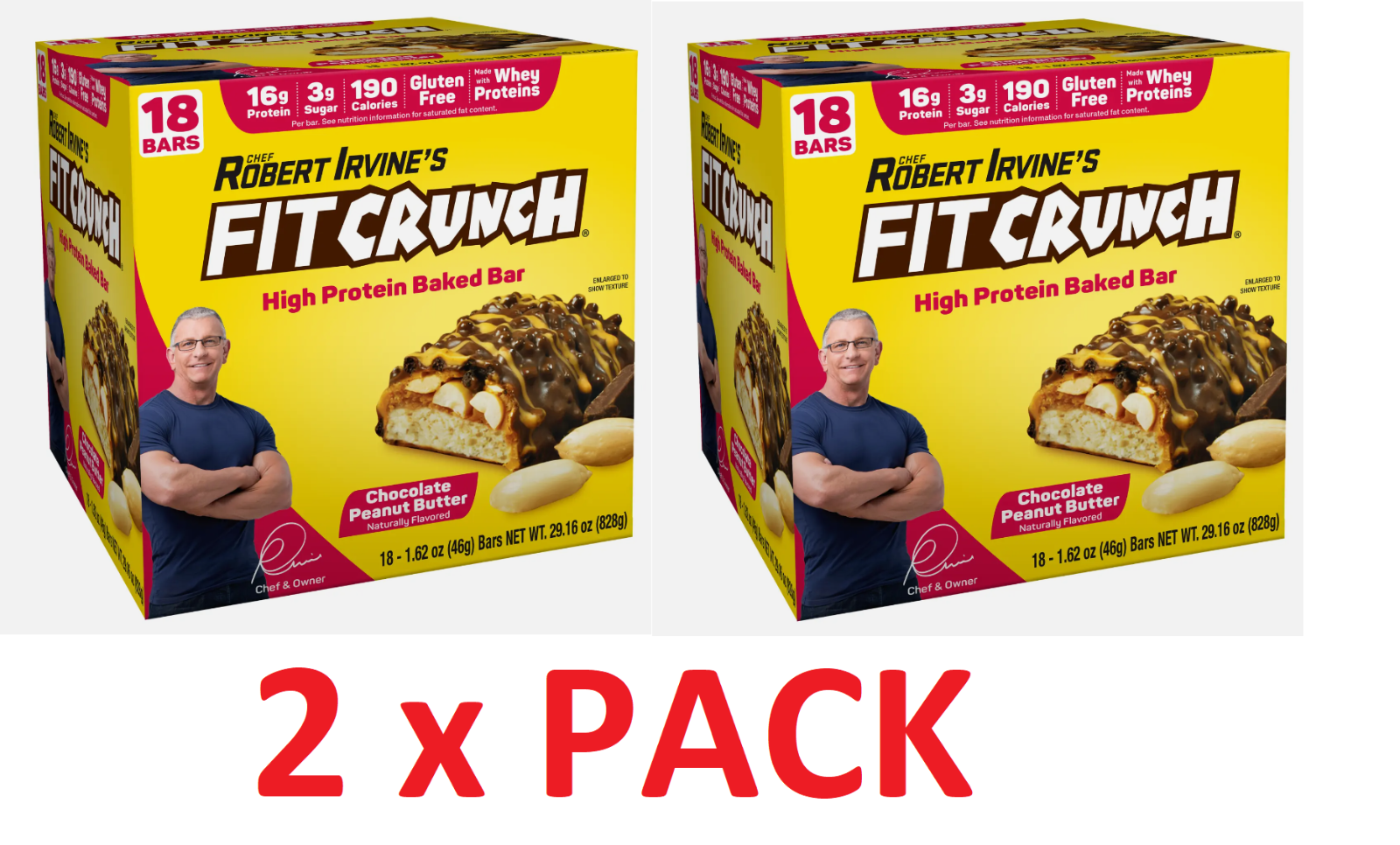 2 X Fit Crunch Chocolate Peanut Butter Baked Protein Bars Robert Irvine