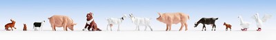 Figurines NOCH 12 Animaux De La Ferme – Échelle HO 1/87 – Modélisme Ferroviaire – Dès 14 Ans