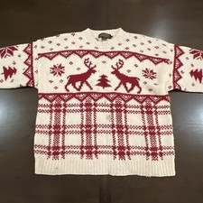 Vintage 90s Eddie Bauer Ugly Christmas Chunky Knit Sweater Large Wool Unisex