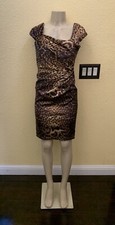 Tadashi Shoji Size 6 Leopard Print Sleeveless Knee Length Sheath Dress